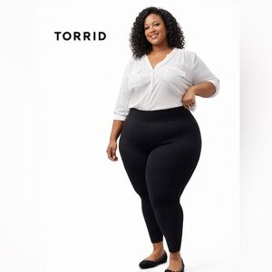 Torrid Studio Deluxe Stretch Pixie Pants Black 1X Short Pull-On